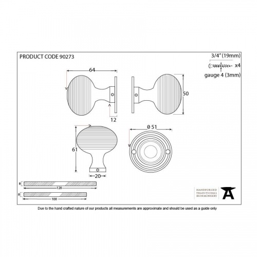 Polished Chrome Heavy Beehive Mortice/Rim Knobs